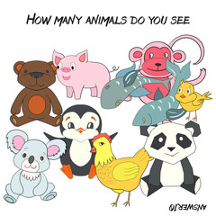  Educational game how many animals do you see