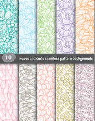 Wall Mural - waves and curls seamless pattern.pattern swatches included for illustrator user, pattern swatches in