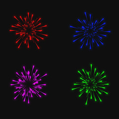 Wall Mural - vector modern fireworks set on sample background