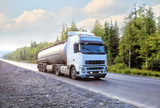 Fototapeta Uliczki - gas-tank truck goes on highway