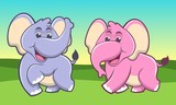 Fototapeta Pokój dzieciecy - elephant couple cartoon