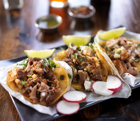 Wall Mural - mexican tacos with limes and radish slices