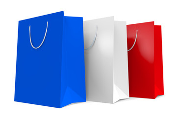 Wall Mural - Three paper shopping bags in patriotic red, white, and blue colors