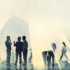 Canvas Print - Business People Meeting Discussion Cityscape Concept