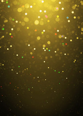 Defocused gold sparkle glitter lights background