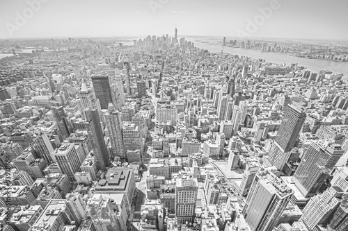 Fototapeta na wymiar Black and white toned view of Manhattan, NYC.