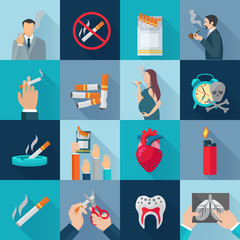 Sticker - Smoking Flat Icons Set