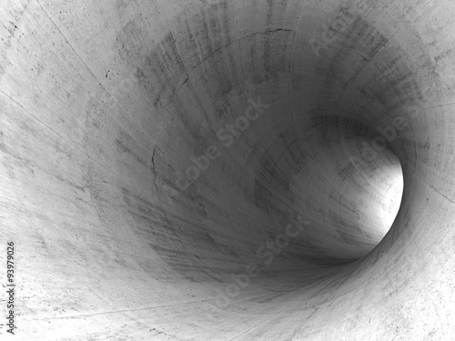 Naklejka na drzwi Turning concrete tunnel interior with round walls