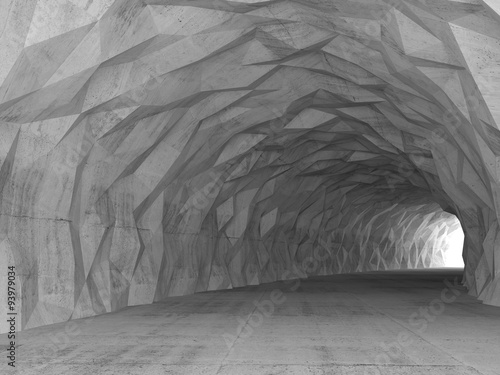 Obraz w ramie 3d tunnel interior with chaotic polygonal relief