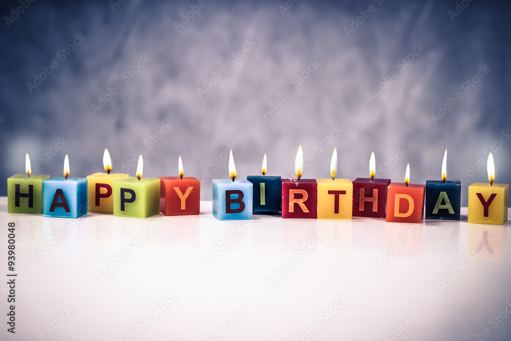 Happy Birthday - brennende Kerzen Stock Photo