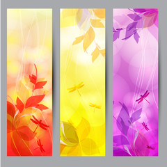 Fantasy backgrounds with a flowers and dragonfly