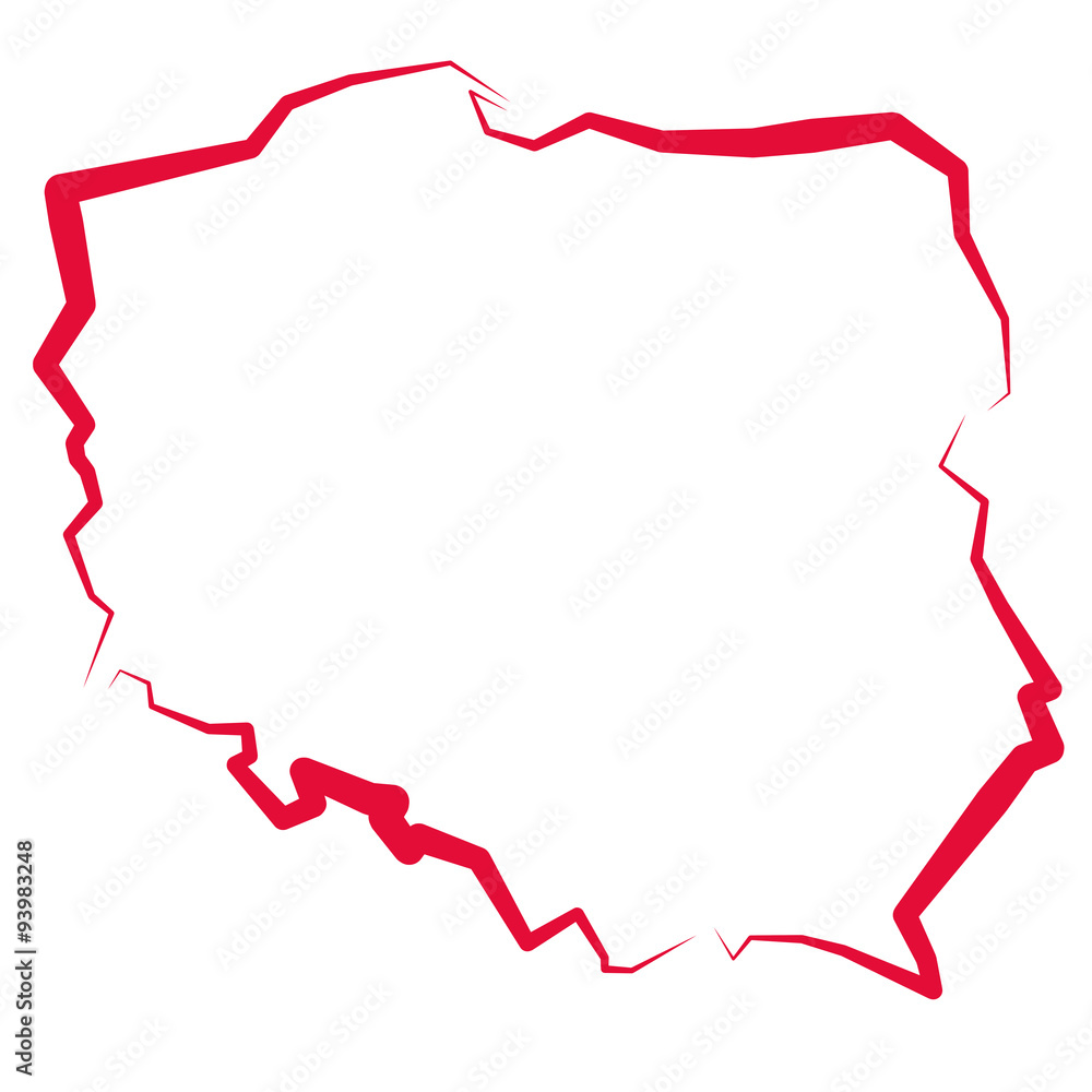 Mapa Polski - kontur  - obrazy, fototapety, plakaty 