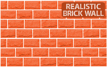Vector Realistic Texture Of Orange Brick Wall. Vector Illustration