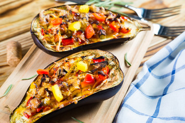 Wall Mural - Eggplant stuffed with vegetables and cheese