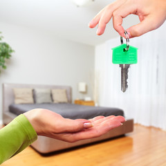 Wall Mural - Hand with house key.