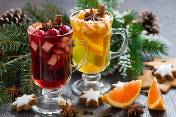 Wall Mural - festive Christmas beverages, biscuits and spices