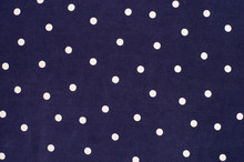  Polka Dots Pattern. White Dots Print On Blue As Background.