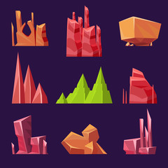 Sticker - Vector Stones, Rocks and Canyons Set for Games