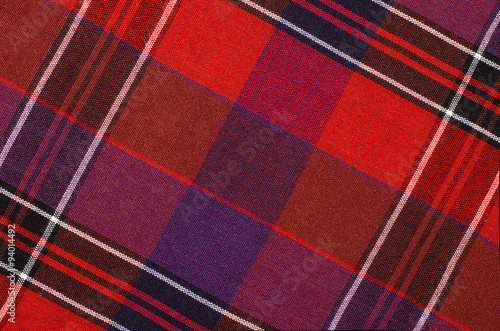 MISPRINTED TWO SIDED TARTAN PRINT RED /& PURPLE ON STRETCH COTTON TWILL FABRIC