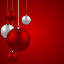 Vector Modern Red Christmas Balls Background