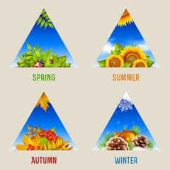 Wall Mural - Set of triangular seasonal backgrounds, icons or design elements