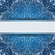 Blue Invitation Card With Place For Your Text. Grungy Vector Background. Template Frame Design. Perfect For Invitations, Card, Announcement Or Greetings.