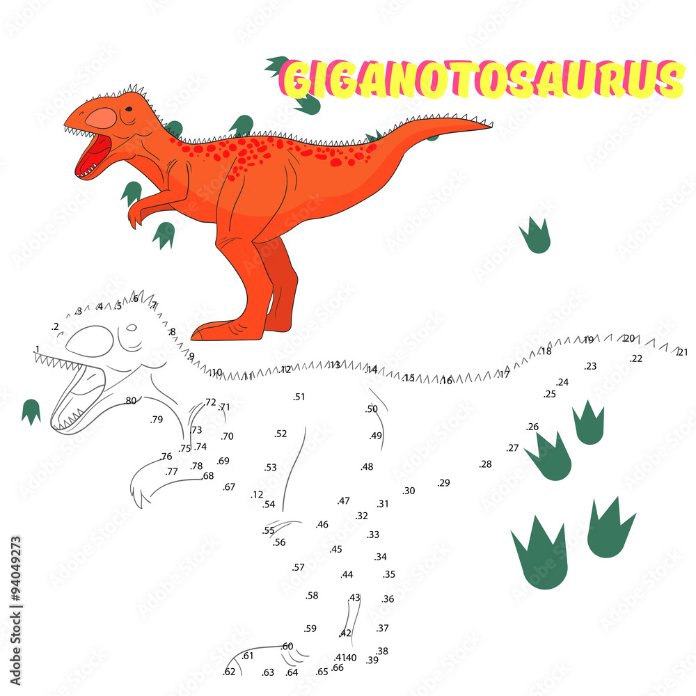 Educational game connect dots to draw dinosaur Stock Vector | Adobe Stock