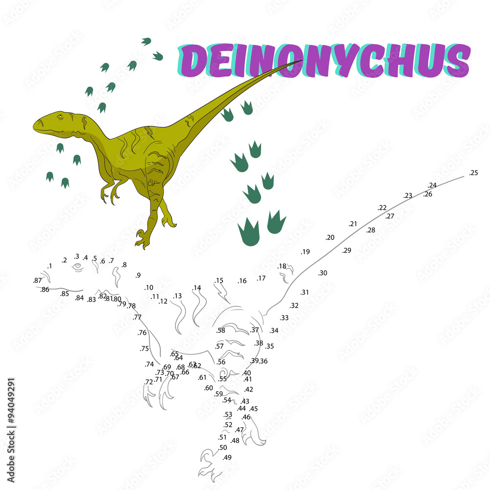 Educational game connect the dots to draw dinosaur Stock Vector | Adobe ...