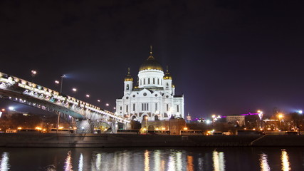 Wall Mural - Majestic orthodox Cathedral of Christ Saviour illuminated at