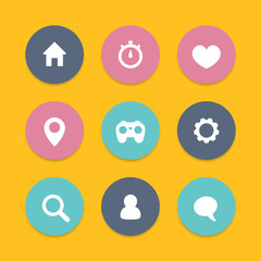 Sticker - Basic web flat icons, vector illustration