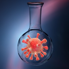 Wall Mural - Virus in a laboratory flask. Scientific background