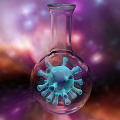 Wall Mural - Virus in a laboratory flask. Scientific background