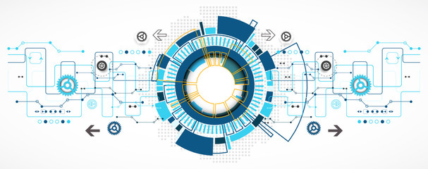 Abstract technological background with various technological ele
