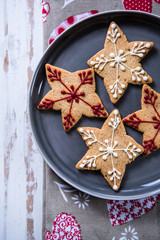 Wall Mural - Christmas decorated cookies on plate