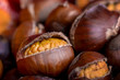 macro roasted chestnut for food background