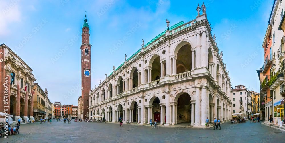 Famous Basilica Palladiana with Piazza Dei Signori in Vicenza, Italy - obrazy, fototapety, plakaty 