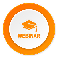 Aufkleber - webinar orange circle 3d modern design flat icon on white background