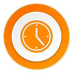 time orange circle 3d modern design flat icon on white background