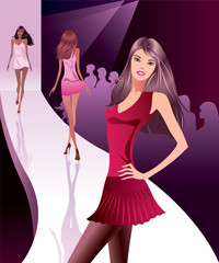 Wall Mural - Fashion models represent new clothes - vector illustration