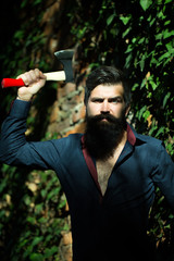 Wall Mural - Man with axe outdoor