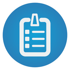 Wall Mural - Flat white Checklist icon on blue circle