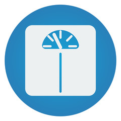 Wall Mural - flat white personal scale icon on blue circle