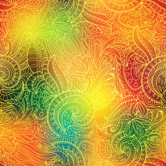  Vector autumnal background with hand made pattern. 