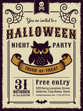 Halloween Party Invitation. Vector Card.
