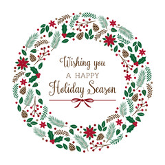 Holiday wreath with winter foliage (vector Illustration)