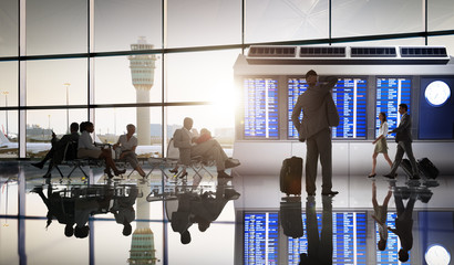 Canvas Print - Business People Airport Terminal Travel Departure Concept