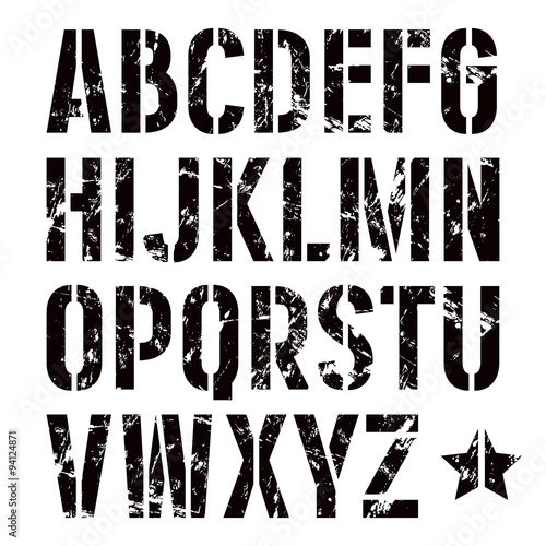 Fotografía Stencil-plate sans serif font in military style