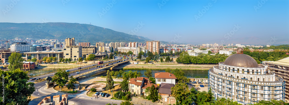 Obraz na płótnie Panorama of Skopje from the fortress - Macedonia w salonie
