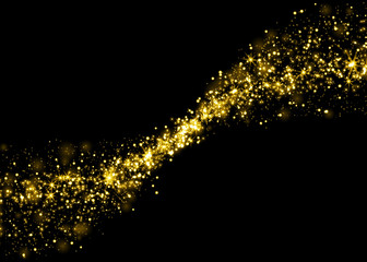 Poster - Gold glittering stars dust trail background