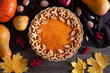 Homemade pumpkin tart pie organic sweet dessert food with